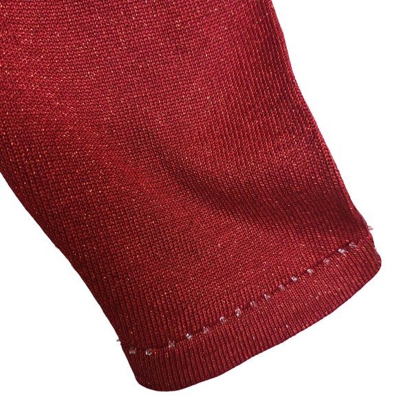 Open Cardigan Large Red Glittery Solid Silk - Picture 7 of 9